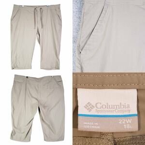 Columbia Pants Ankle Capri Women’s Plus Size 22W Khaki Nylon Drawstring